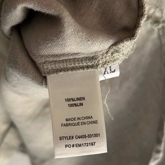 Cloth & Stone Linen Button Down Top Frayed Sz XL Gray Green - Picture 5 of 5